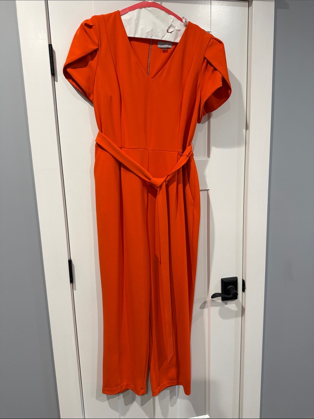 Marc New York Orange Long Sleeve Jumpsuit with Tie Waist
